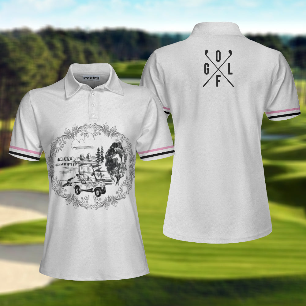 Golf Course Sketch Golf Short Sleeve Women Polo Shirt, Golf Shirt For Ladies, Gift For Female Golfers Coolspod