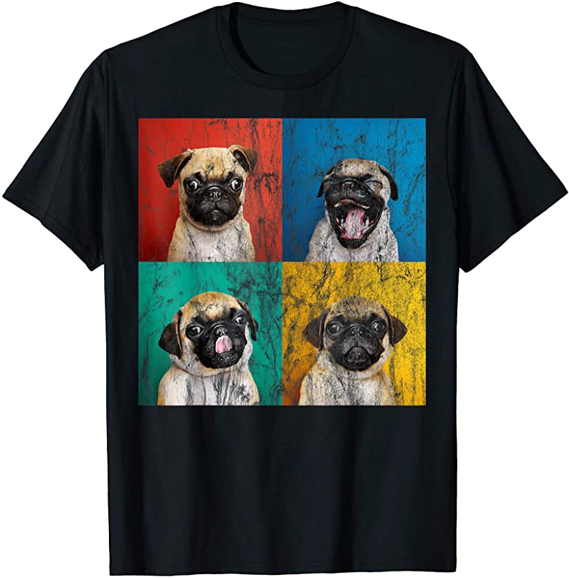 Pug puppy portrait photos Carlino for dog lovers distressed T-Shirt