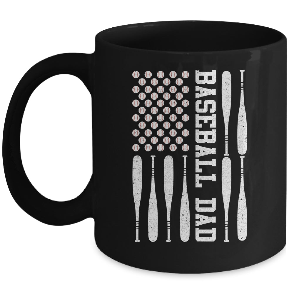 Baseball Dad Vintage USA American Flag Father’s Day Mug