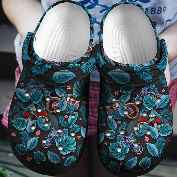 Motorcycle Hawaii Pattern Summer Shoes Crocs Clogs Gift For Mothers Day Motorcycle