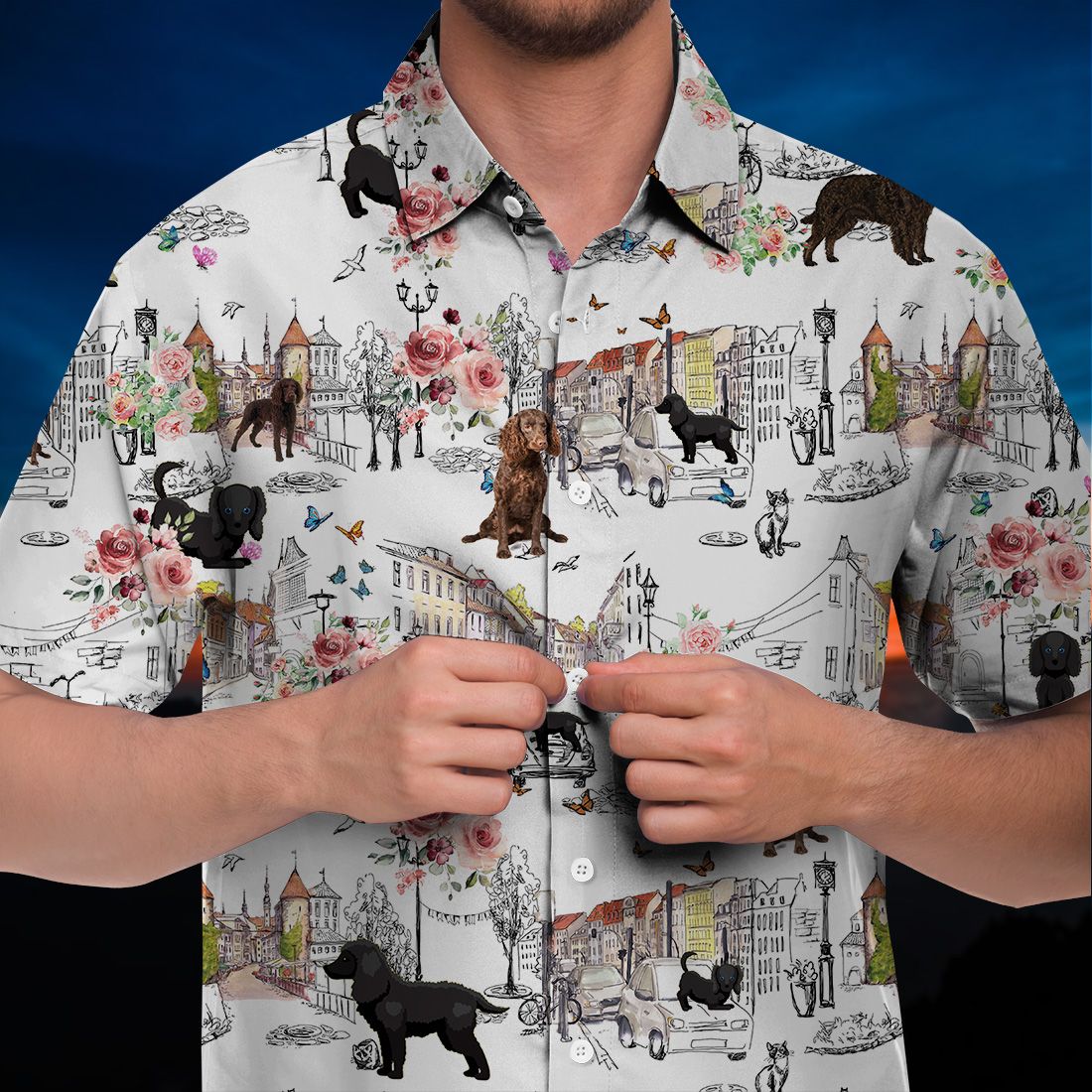 American Water Spaniel Hawaiian Shirt Flower City Art