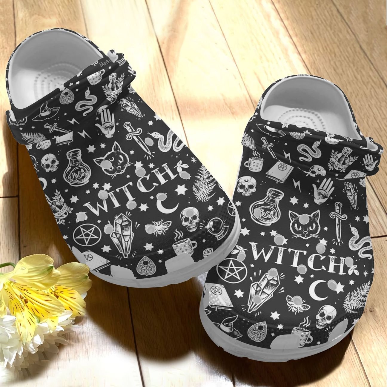 Wicca Personalize Clog, Custom Name, Text, Fashion Style For Women, Men, Kid, Print 3D Whitesole The Witch