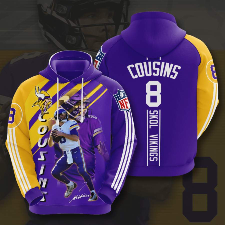 Minnesota Vikings Kirk Cousins Hoodie Unisex 3D All Over Print