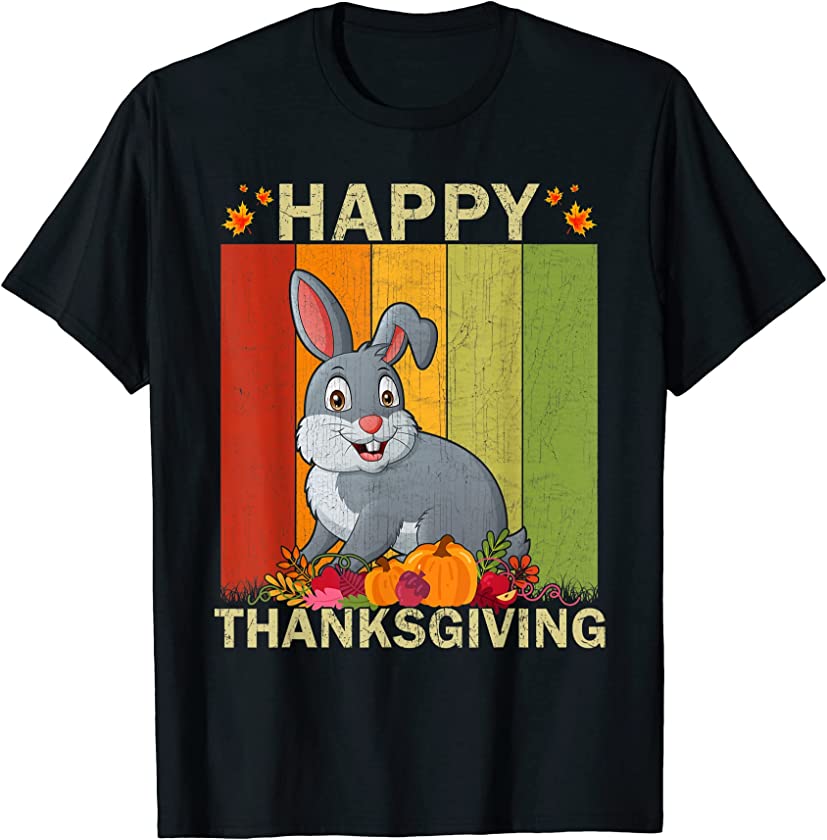 Rabbit Lover Retro Graphic Family Matching Thanksgiving T-Shirt