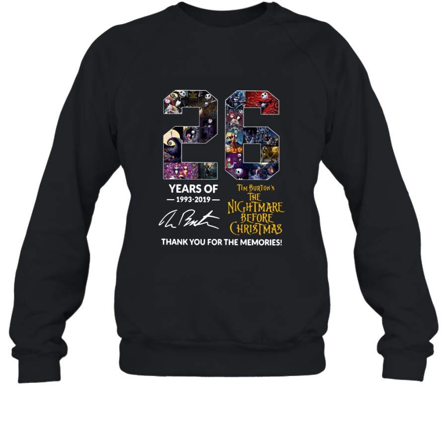 26 Years of Tim Burton’s the Nightmare Before Christmas thank you for the memories shirt Sweatshirt