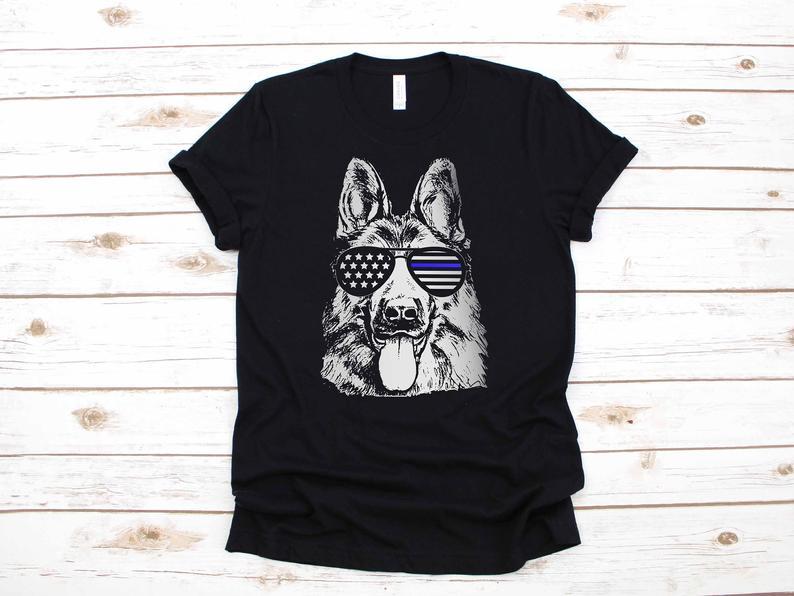 Dreameris K 9 Police Officer T Shirt Gift German Shepherd Thin Blue Line Long Sleeve  Hoodie Sweatshirt Tank Top