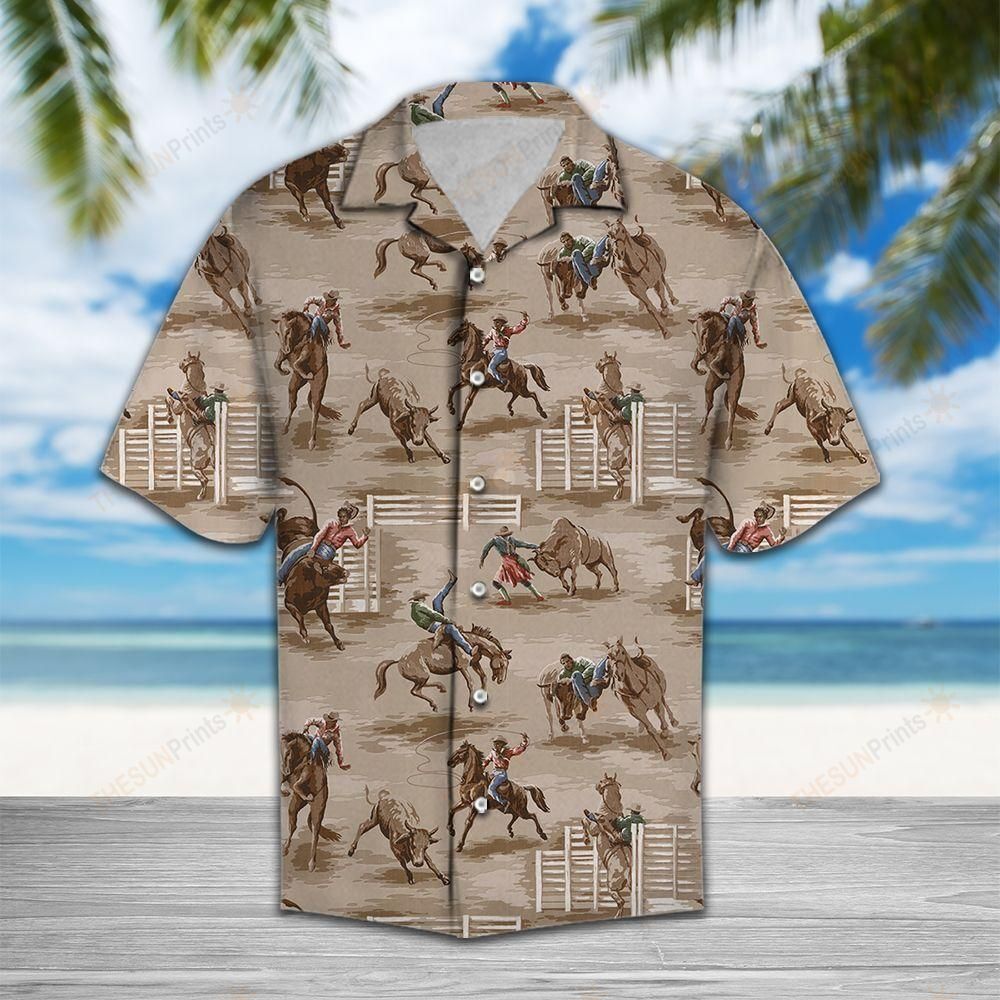 Vintage Cowboy Hawaiian Shirt Ha30429