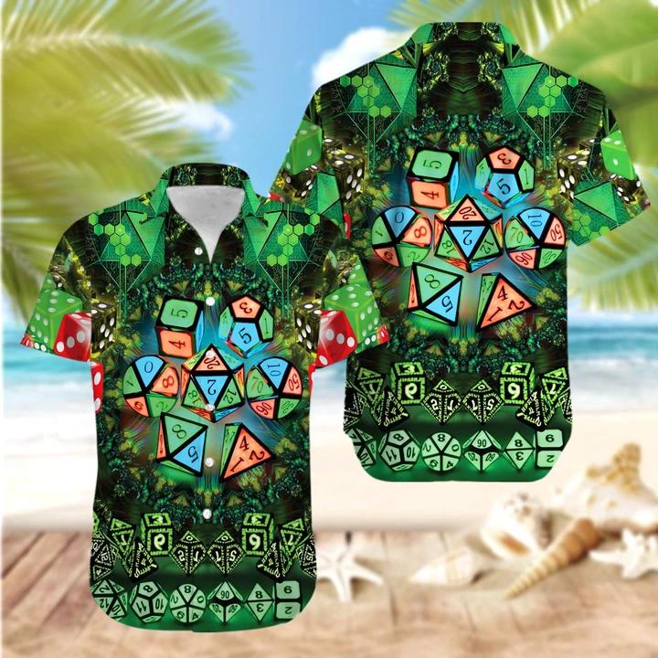 Amazing Glowing Kaleidoscope Dice Green Hawaii Shirt For Men Women Ha38217