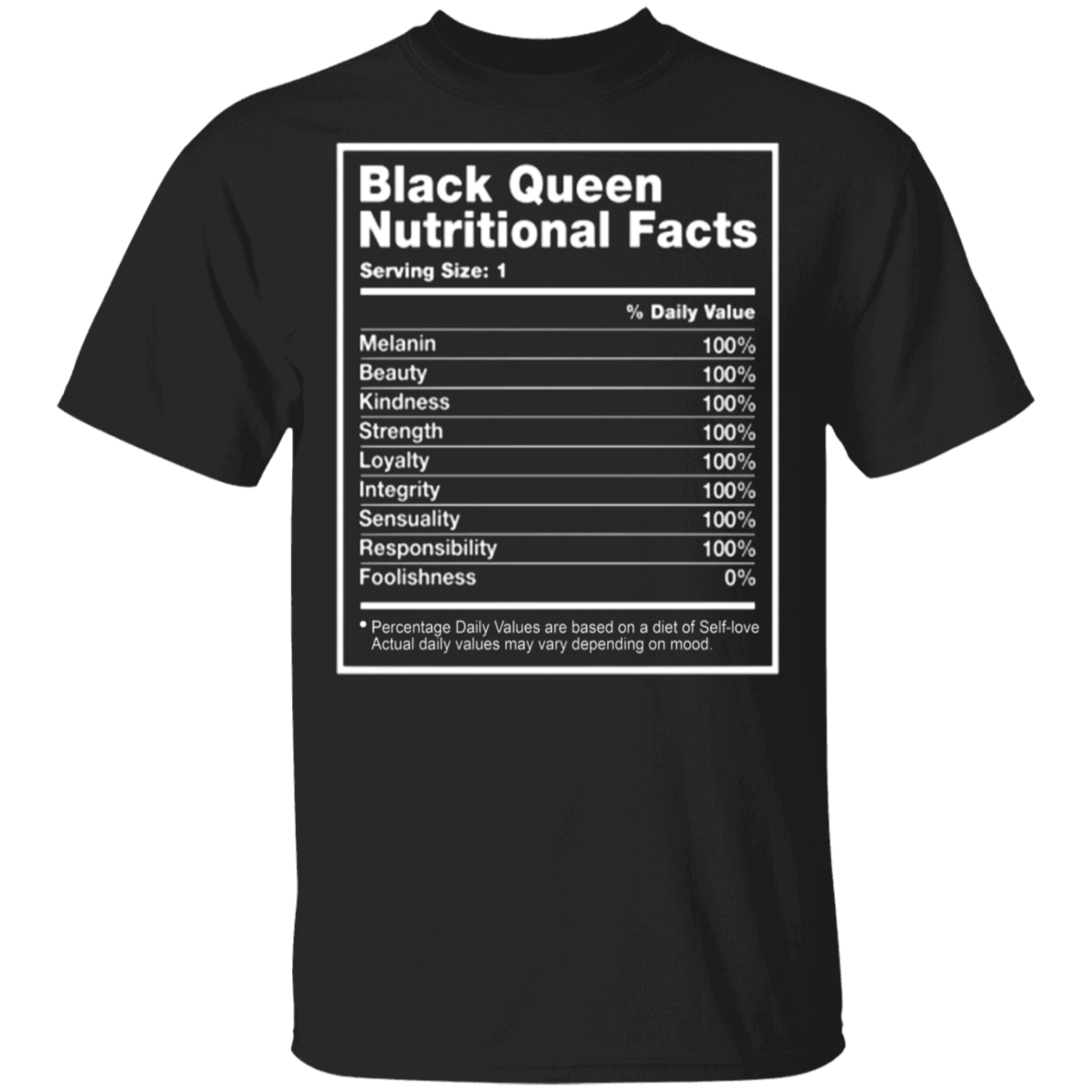 Black Queen Nutritional Facts T-Shirt Women’s Black History Proud Black Female Shirt Funny