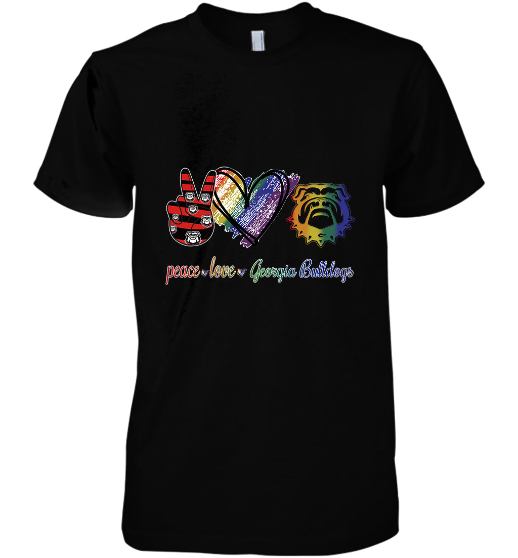 Peace Love Georgia Bulldogs Lgbt Pride Supporter Standard Men T-shirt