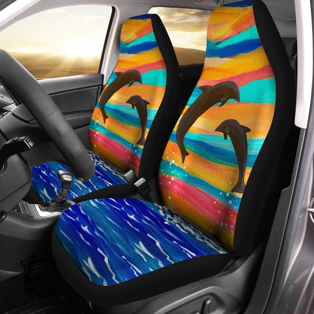 Father And Son Dolphin Car Seat Covers Custom Dolphin Car Accessories Gifts Idea