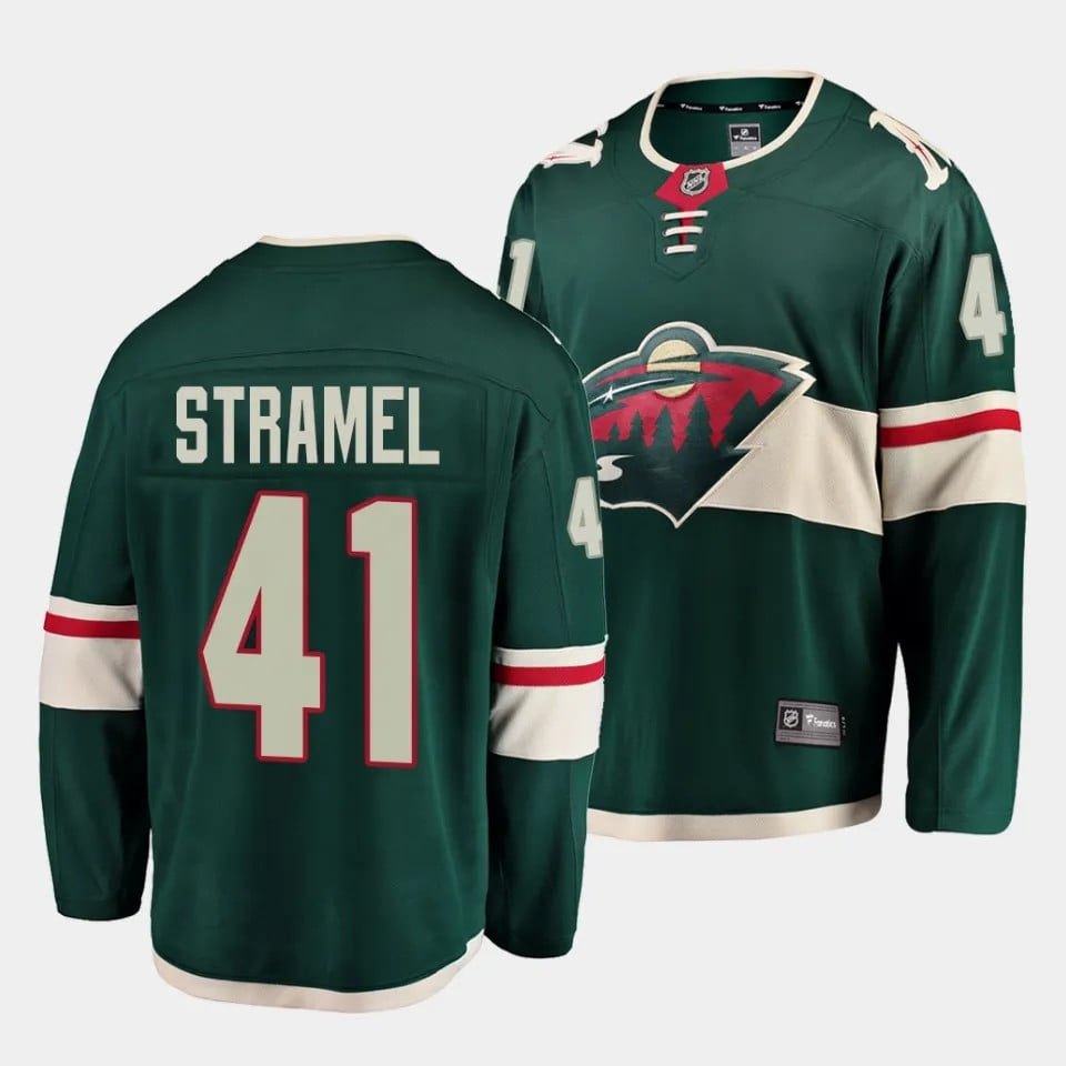 Charlie Stramel #41 Minnesota Wild 2023 NHL Draft Home Men Jersey – Green