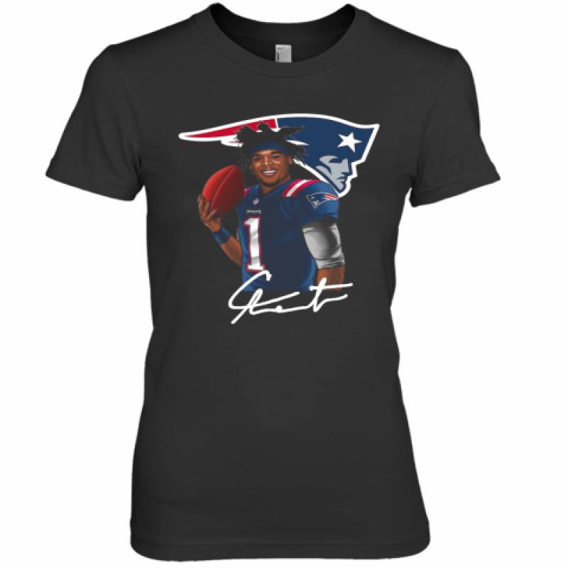 New England Patriots Cam Newton Signature Premium Women's T-Shirt