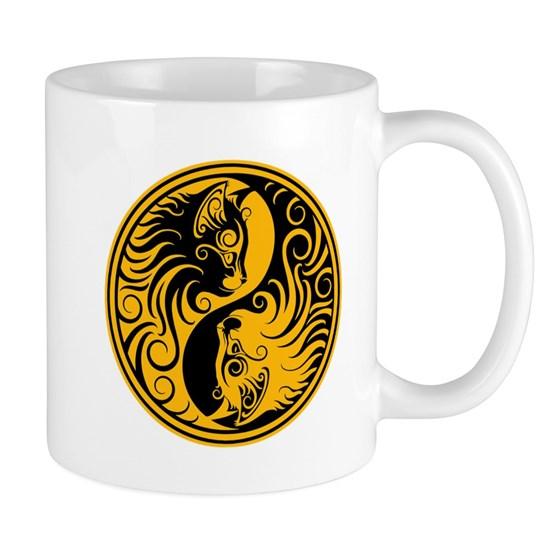 Yellow And Black Yin Yang Kittens Mug