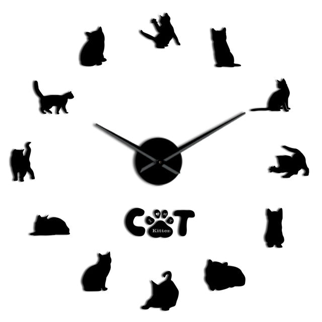 Cute Kitten Cat Breed Diy 3D Cat Lover Kitty Animals Kit Home Decor Wall Clock A60