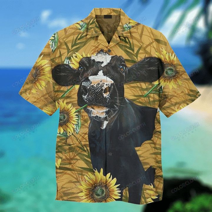 Hawaii Aloha Shirts Dairy Cow Sunflower Ha58655