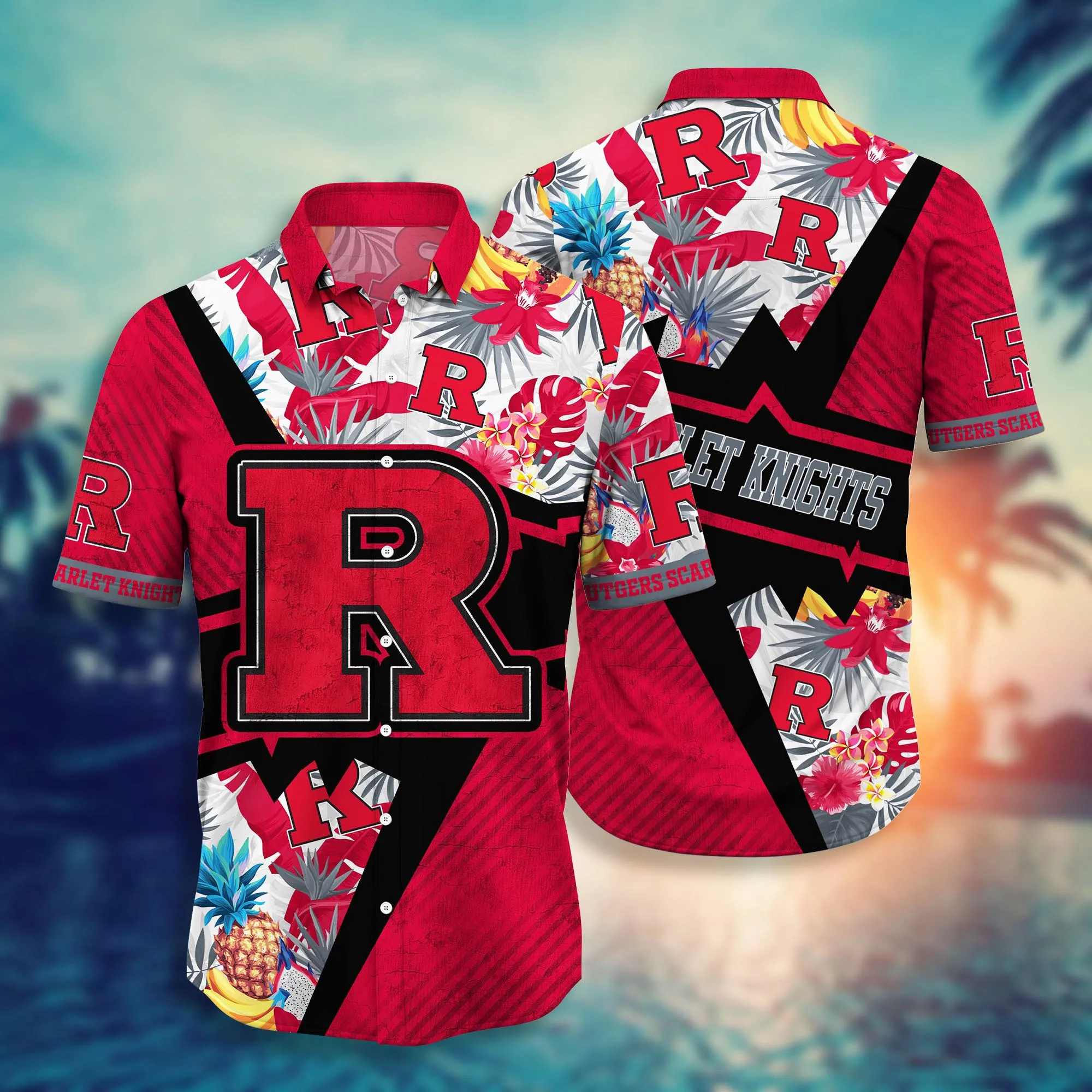 Rutgers Scarlet Knights NCAA Hawaiian Shirt Golden Hour Aloha Shirt