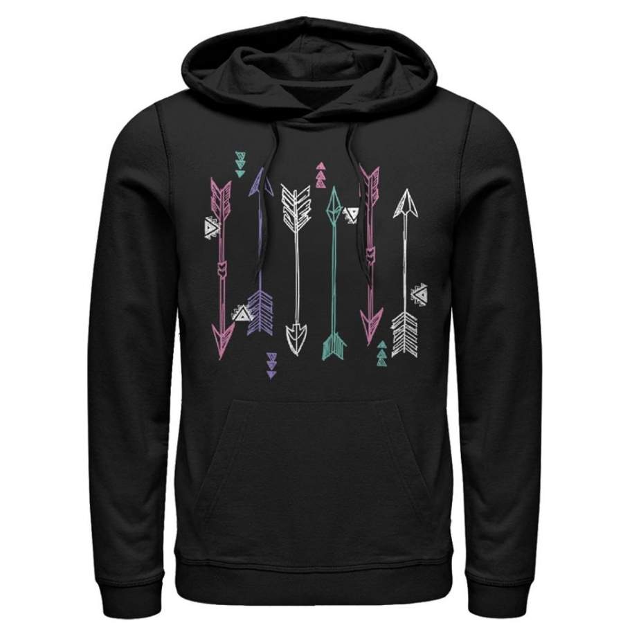 Lost Gods Men’s Arrow Sketch Print  Lightweight Hoodie Black