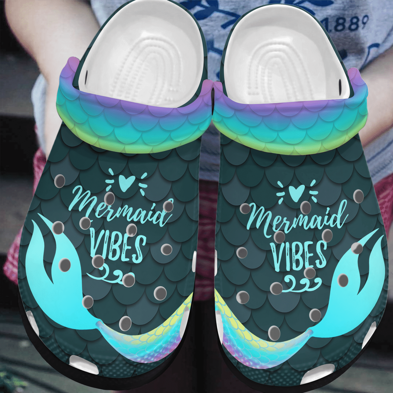 Mermaid Personalized Clog, Custom Name, Text, Color, Number Fashion Style For Women, Men, Kid, Print 3D Mermaid Vibes