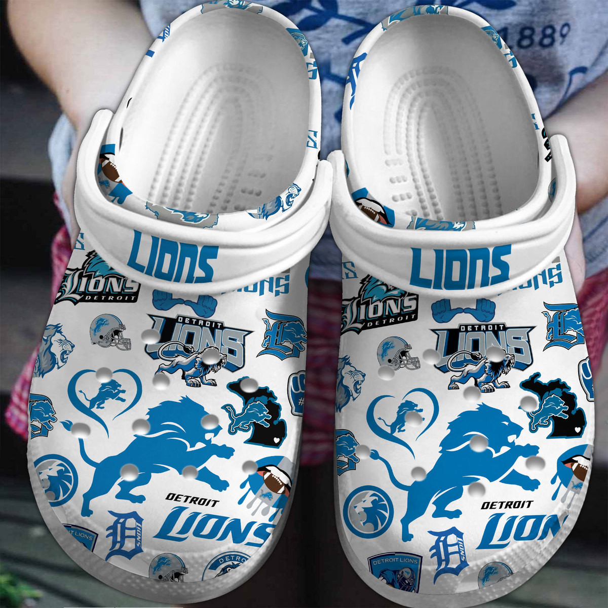 Detroit Lions NFL Sport Crocs Crocband Clogs Shoes Comfortable For Men Women and Kids 2