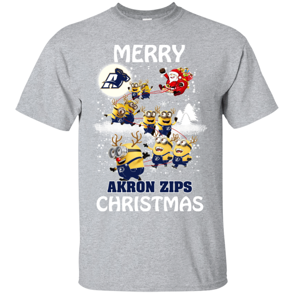 Check out this awesome Akron Zips Ugly Christmas Sweaters Minions Santa Claus Merry Christmas Ultra Cotton T-Shirt