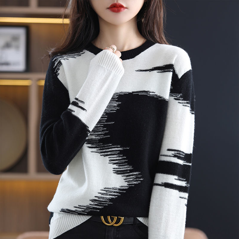 Tie Dye Fashion Sweaters for Women Knitted Crewneck Autumn Crochet Top Pullover Korean Jumper Clothes Women’s Sweater 2022 Trend alx