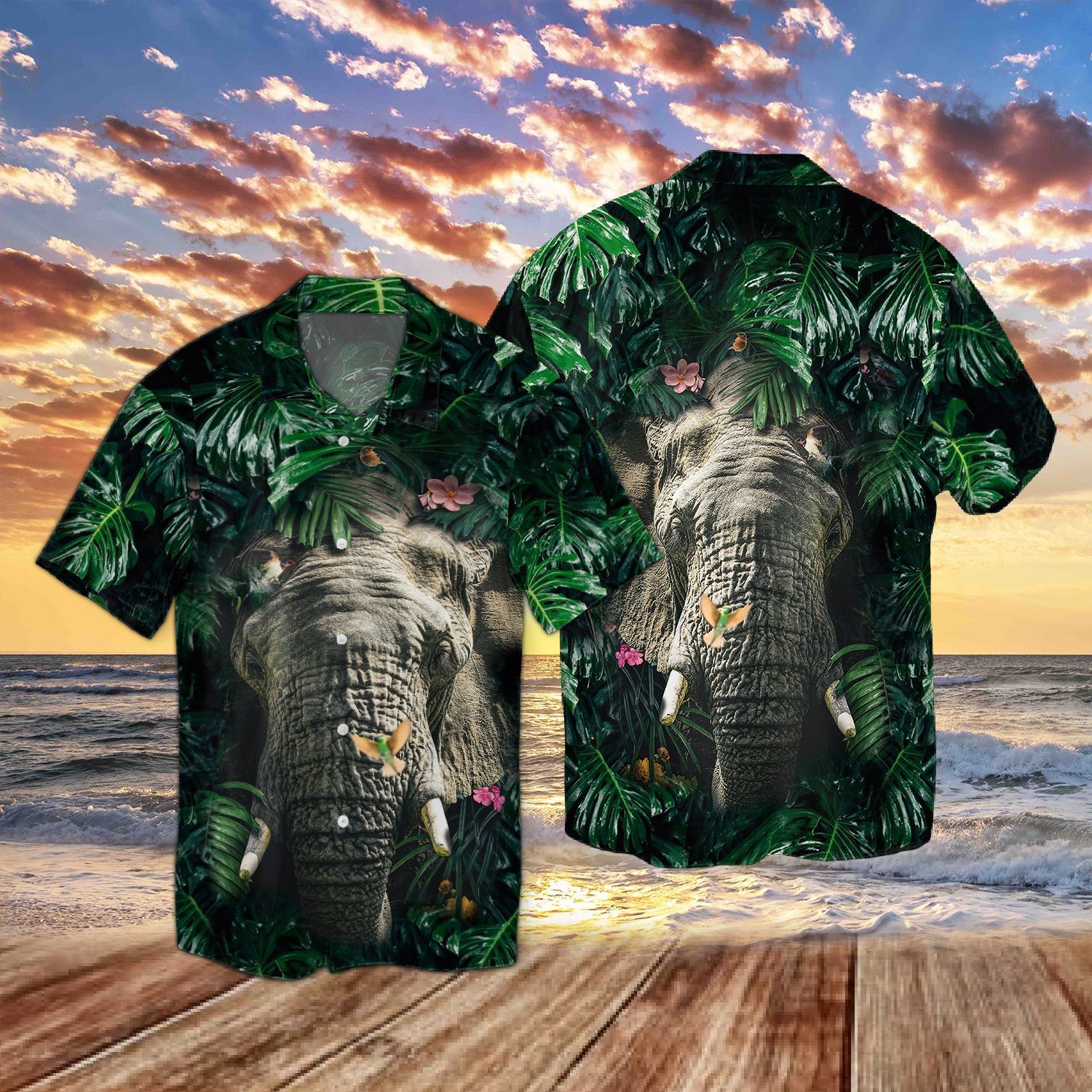 Elephant Hiding Tropical Hawaii Shirt Unisex Adult Ha97677