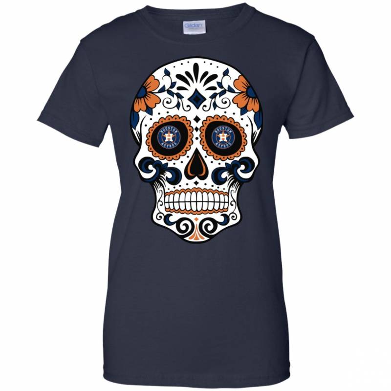 Houston Astros Sugar Skull T Shirt Long Sleeve Sweatshirt Hoodie