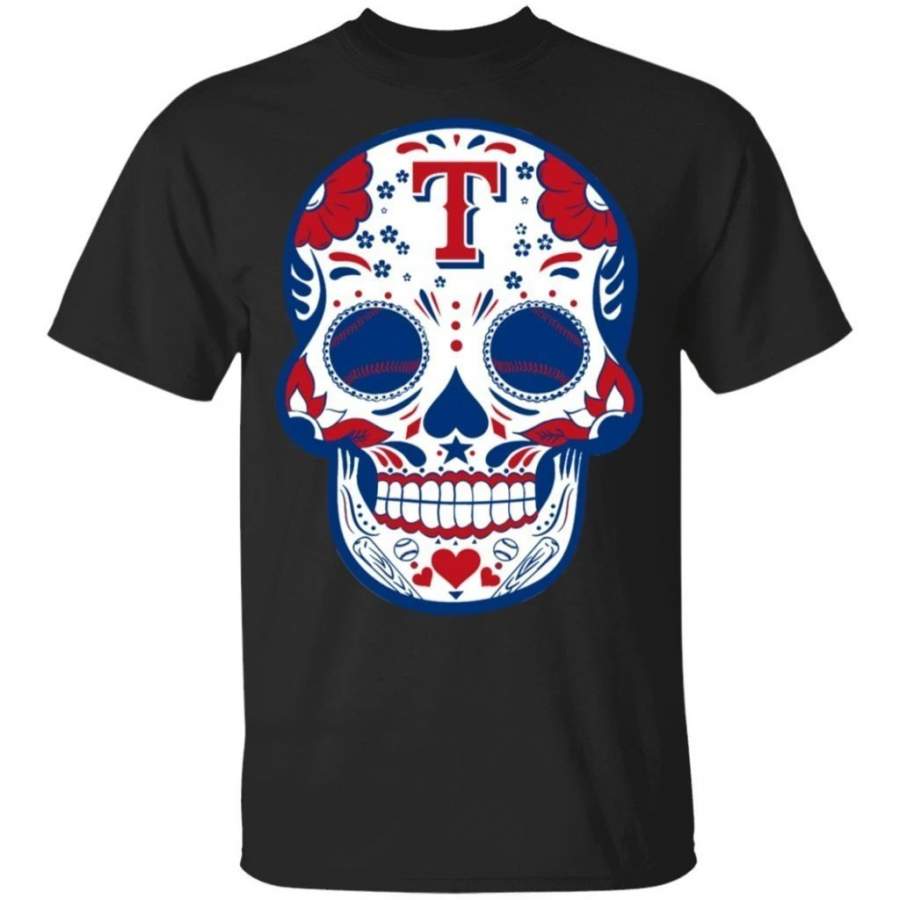 Texas Rangers Sugar Skull Baseball Team T-Shirt