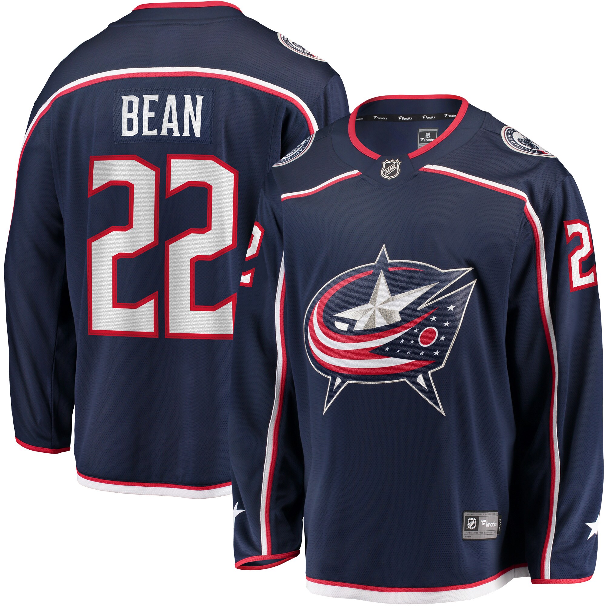 Men's Columbus Blue Jackets Jake Bean Navy Home Breakaway Player Jersey