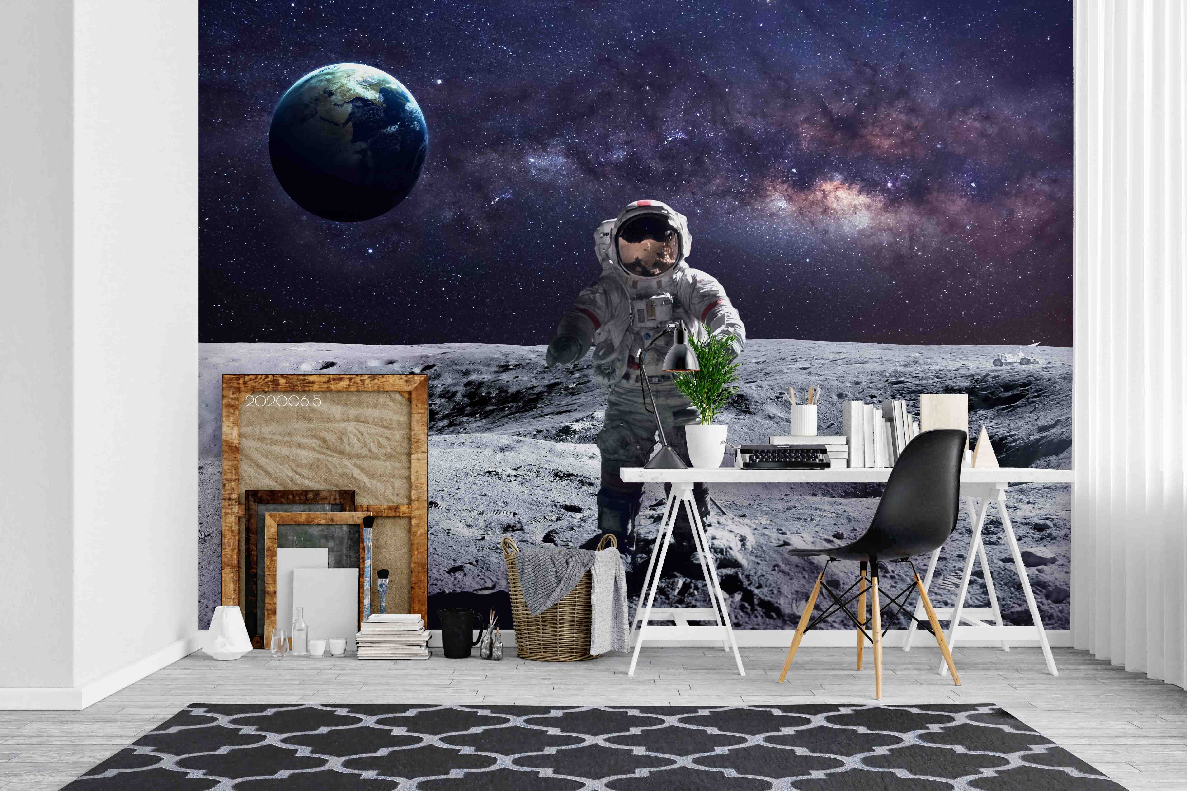 3D Space Nebula Standing Astronaut Wall Mural Wallpaper Lxl 77