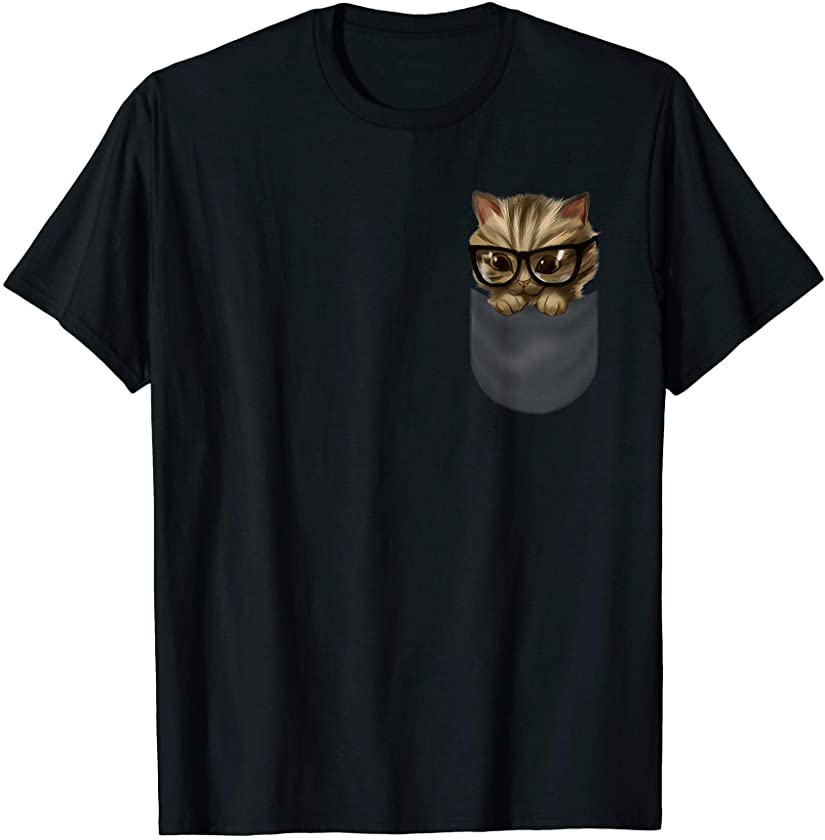 Nerd Tabby Kitten Cat in the Pocket T-Shirt