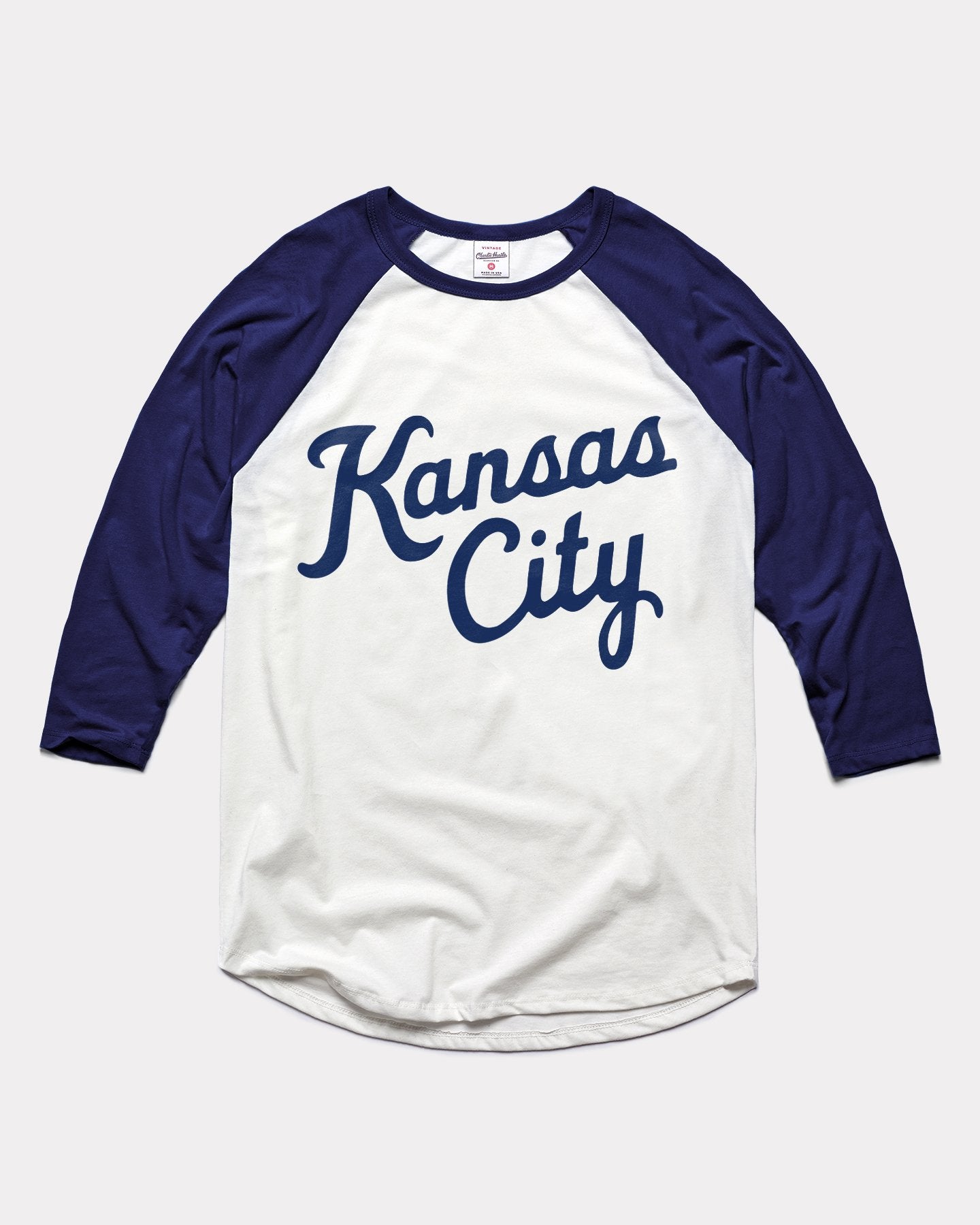 Vintage Kansas City Script Navy Raglan T-Shirt