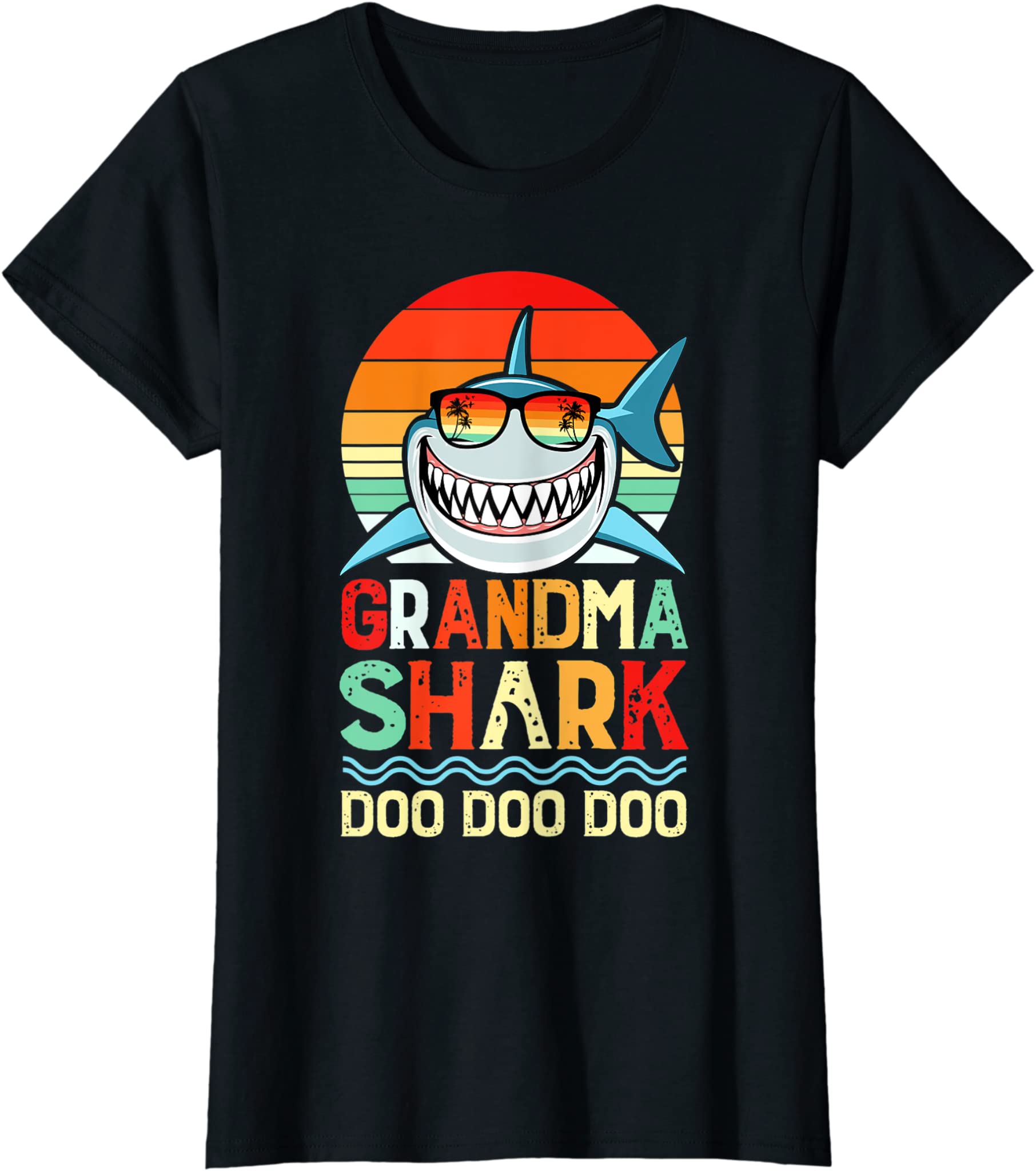 Womens Womens Vintage Retro Funny Grandma Shark Lover Tough Nana T-Shirt