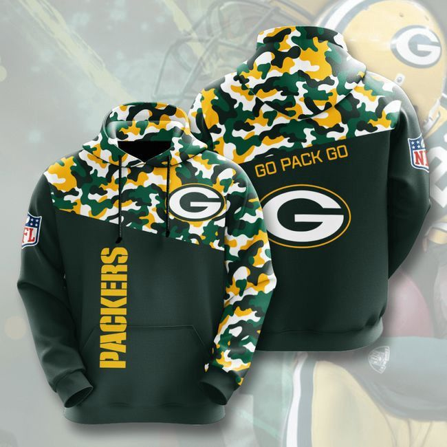 Green Bay Packers Hoodie 3D Long Sleeve Hooded Pocket Pullover