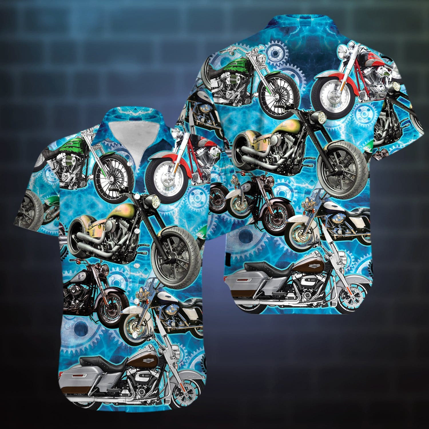 Motorcycles Blue Unisex Hawaii Shirts Ha68434