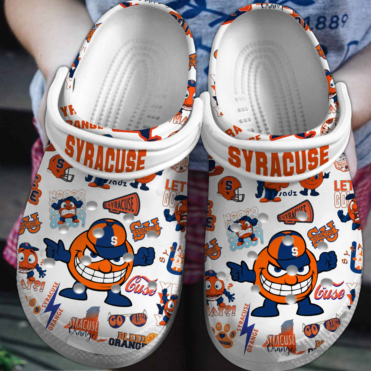 Syracuse Orange NCAA Sport Crocs Crocband Clogs Shoes Comfortable For Men Women and Kids 5