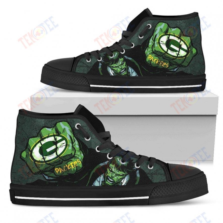 Mens Womens Green Bay Packers High Top Shoeshulk Punchtop Quality TMT606