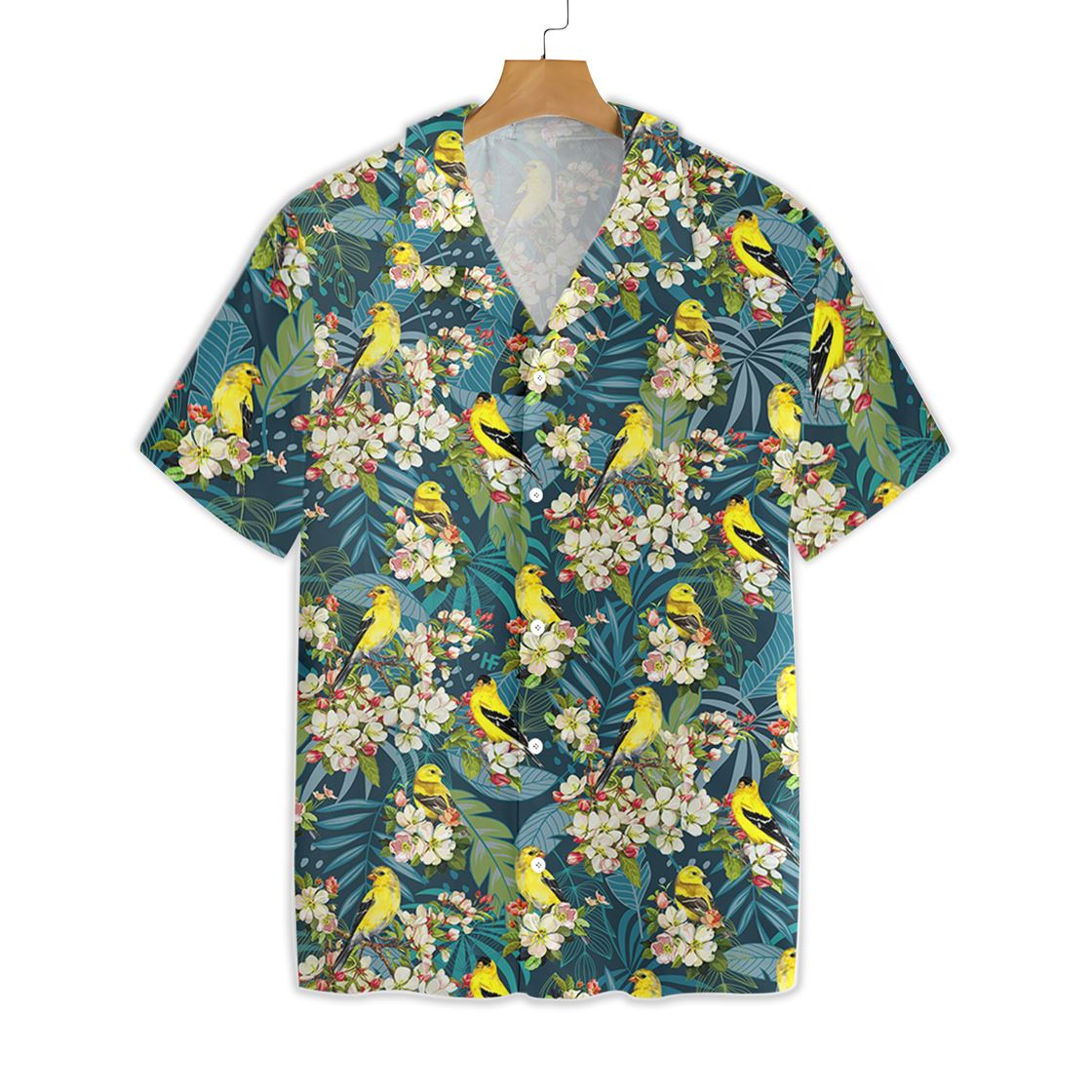 Goldfinches And Apple Blossoms Painting Art 0607 Hawaii Shirt Ha84866