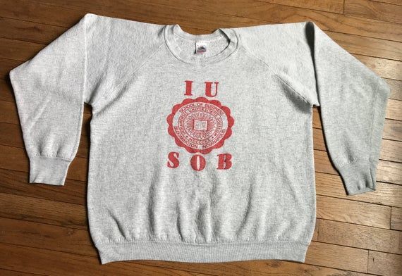 Vintage 90S Indiana Hoosiers Crewneck Shirt Sob Crest Logo University Kelley Business School Iu Shirt