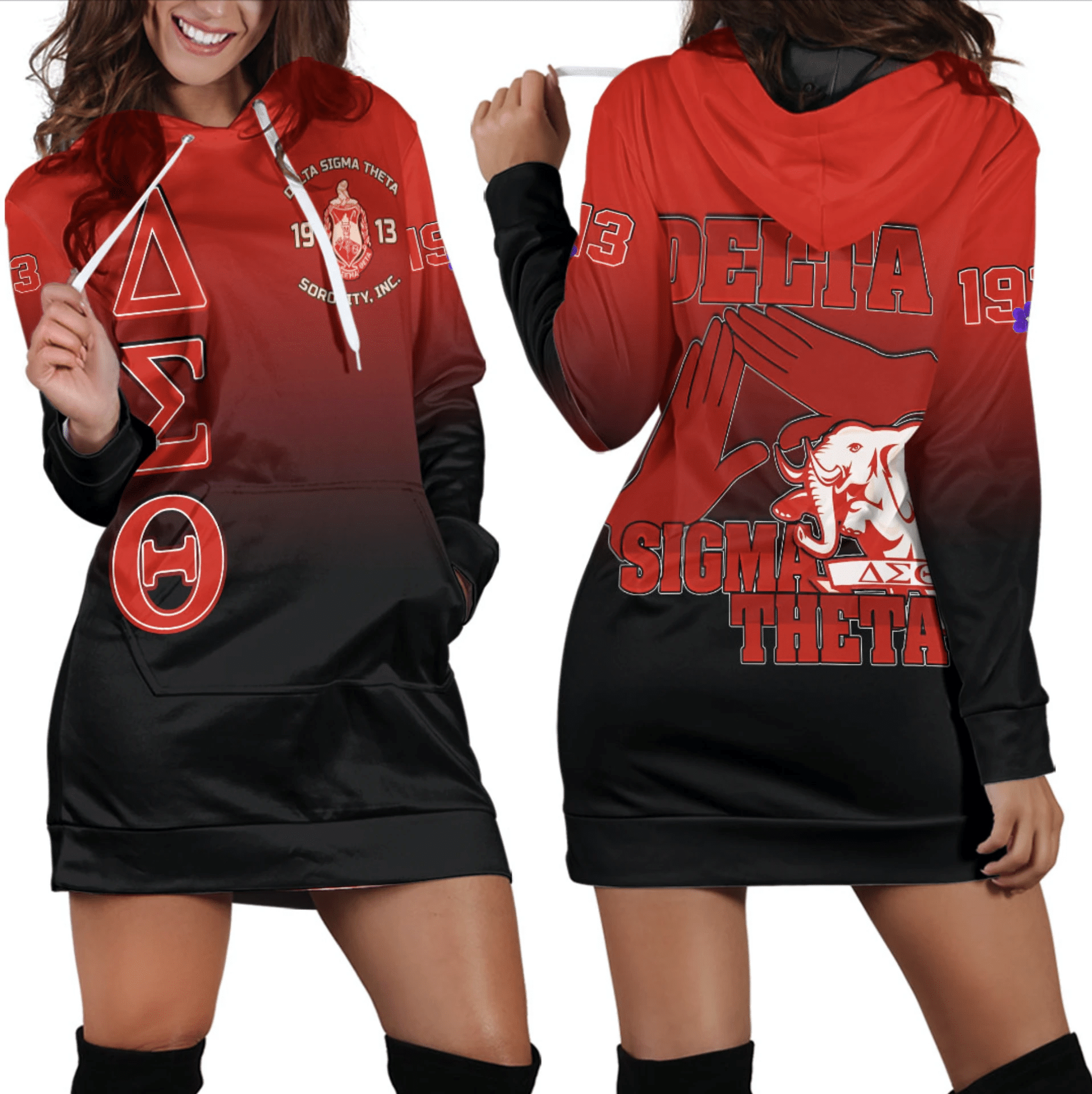 Sorority Dress – Delta Sigma Theta Gradient Hoodie Dress