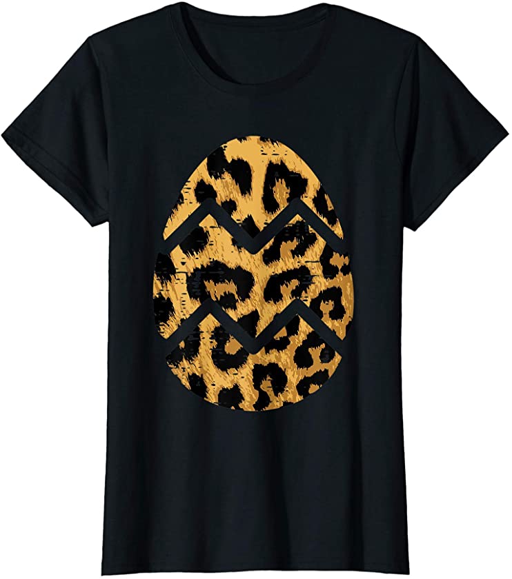 Womens Leopard Print Easter Egg Cute Animal Pattern Women Girls T-Shirt