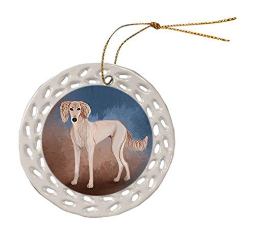 Saluki Puppy Ceramic Doily Ornament Dpor48094