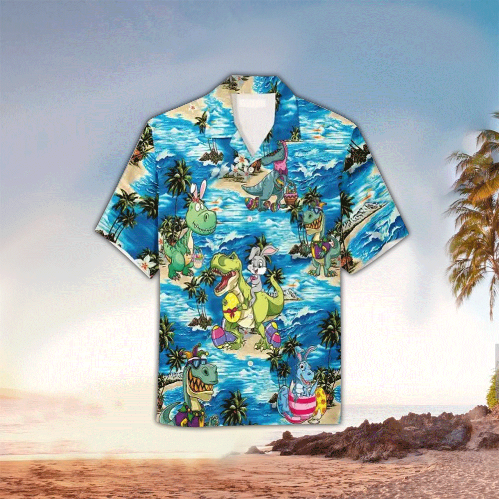 Dinosaurs Hawaii Button Up Shirt Aloha Ha39353