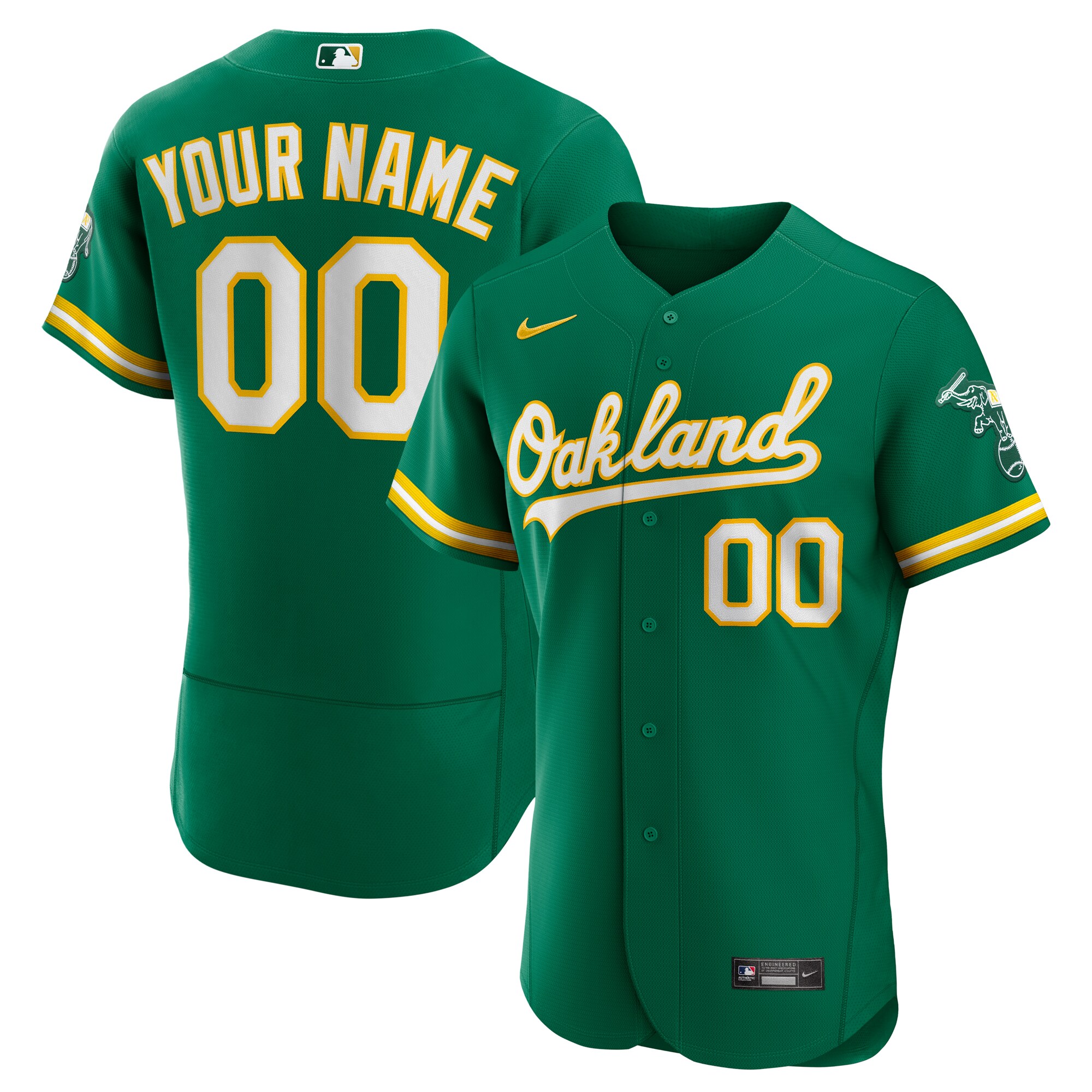 Men’s Oakland Athletics Kelly Green Alternate Authentic Custom Jersey