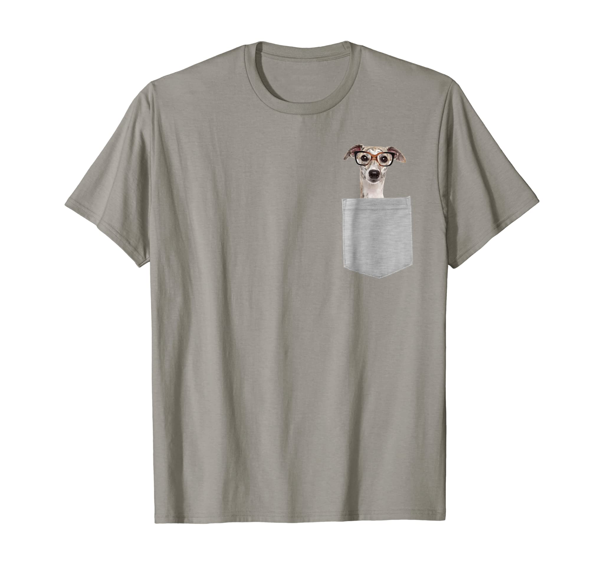 Dog in Your Pocket Greyhound with glasses on t shirt shirt