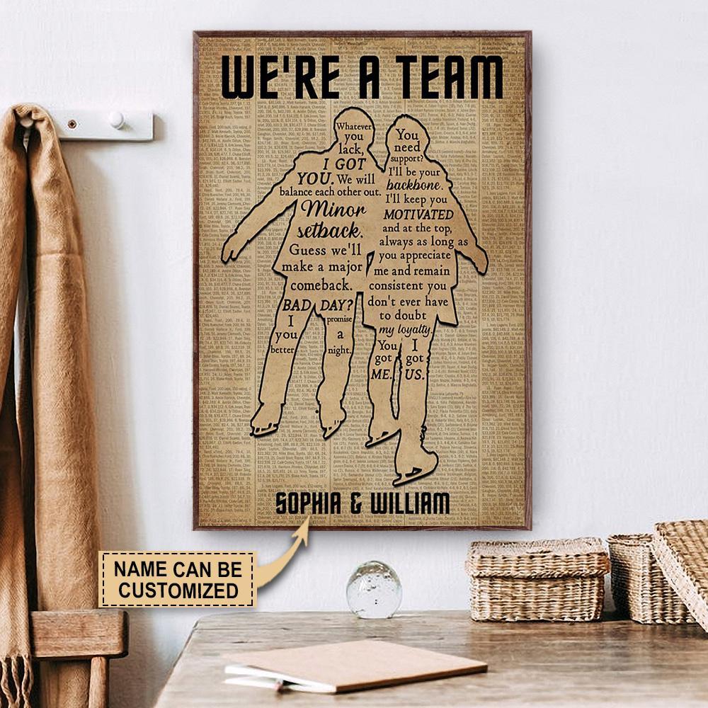 Aeticon Gifts Personalized Ice Skating Were A Team Canvas Mom Dad Gift Home Decor