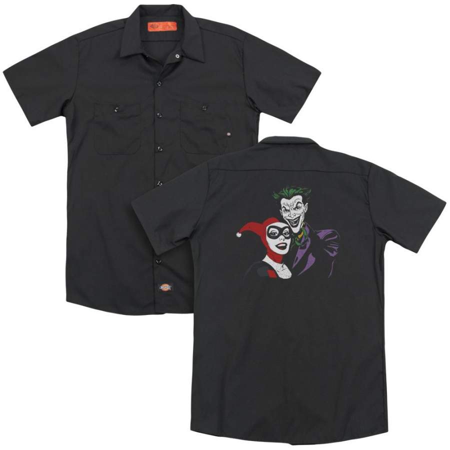 Batman – Joker & Harley(Back Print) Adult Work Shirt