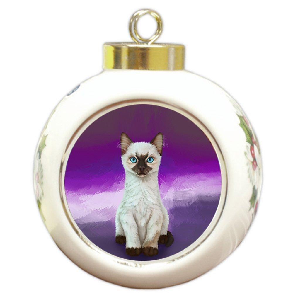 Siamese Kitten Round Ball Christmas Ornament Rbpor48115