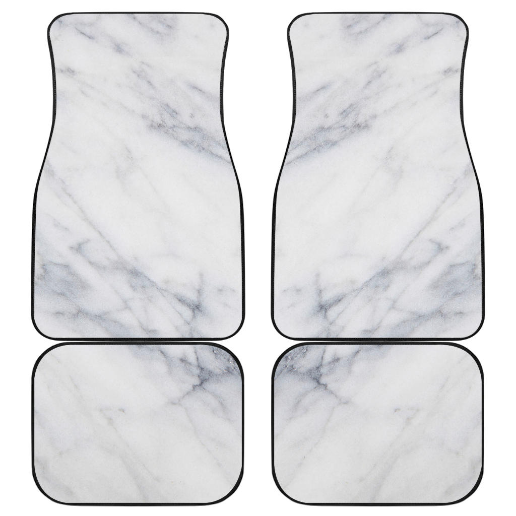 Smoke Grey Marble Print Front And Back Car Floor Mats, Front Car Mat